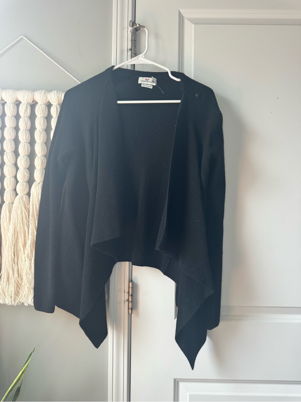 NWOT Vineyard Vines wool cashmere cardigan high low sweater black XS